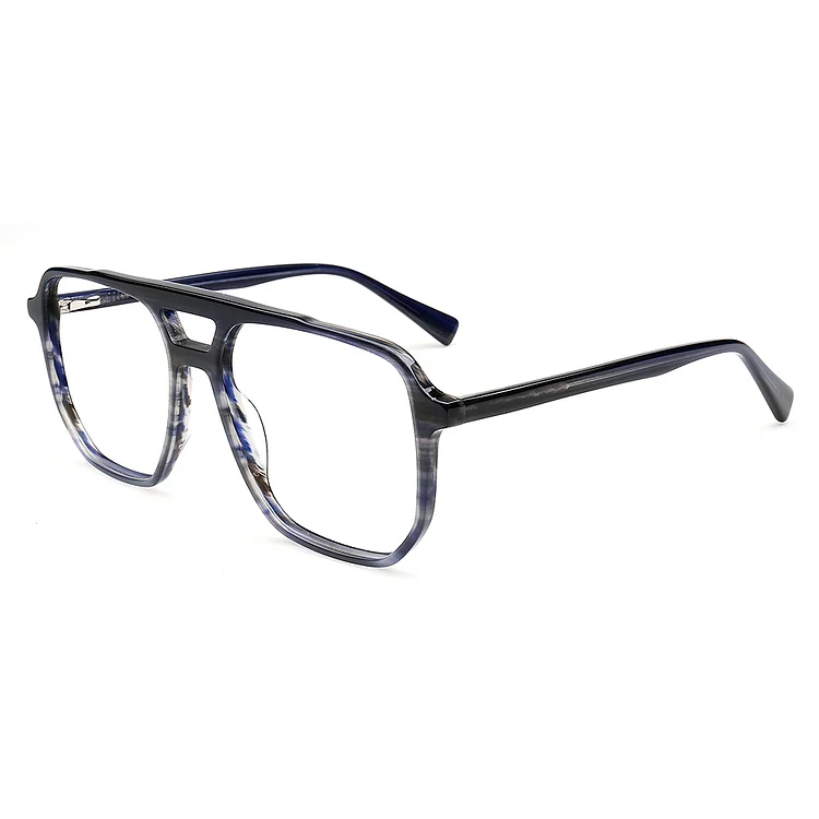 Acetate Eyeglasses Prescription Optical Frame Man Full Rim Spectacel Myopia Glasses With Spring Temple Double Bridge