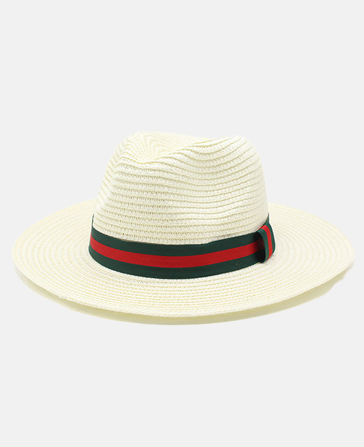 Vacation Colorblock Stripe Flat Top Straw Hat