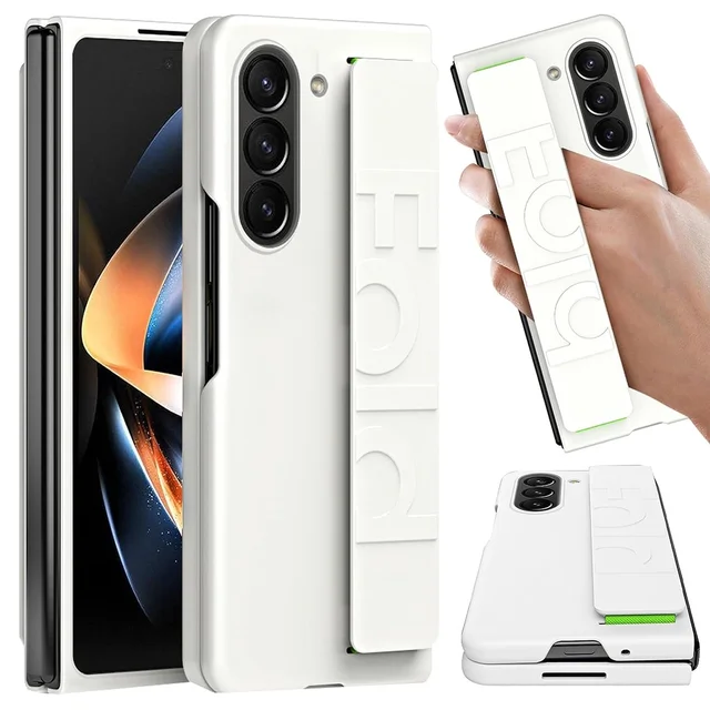 Elastic Wristband Phone Case for Samsung Galaxy Z Fold 5 4 3 Fold5 Fold4 Fold3 Wrist Strap Silicone Fall Prevention Soft  Cover 
