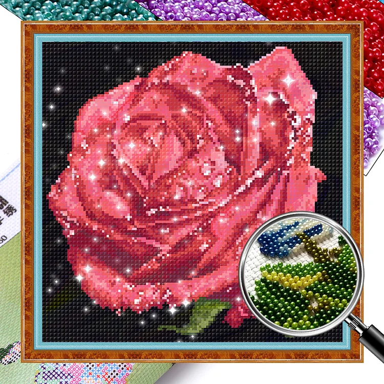 Rose - 9CT Bead Embroidery Cross Stitch(37*36cm)(Full Embroidery)