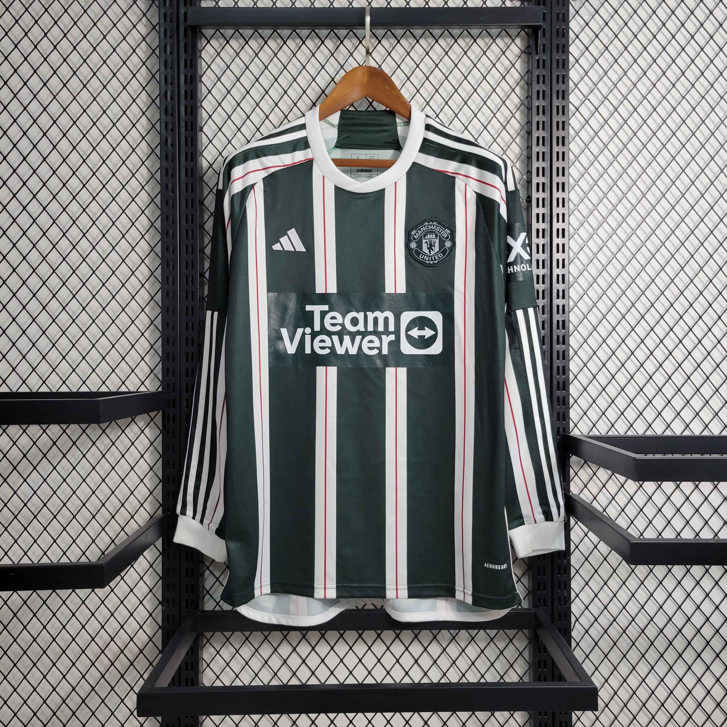 Maillot Extérieur Manchester United 24/25 - Taille M, Manches Longues, Bleu, Authentique Adidas
