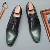 Mens Green Derby Dress Shoes 