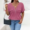 Gioiacombo&trade; T-shirt a maniche corte con zip taglie forti da donna