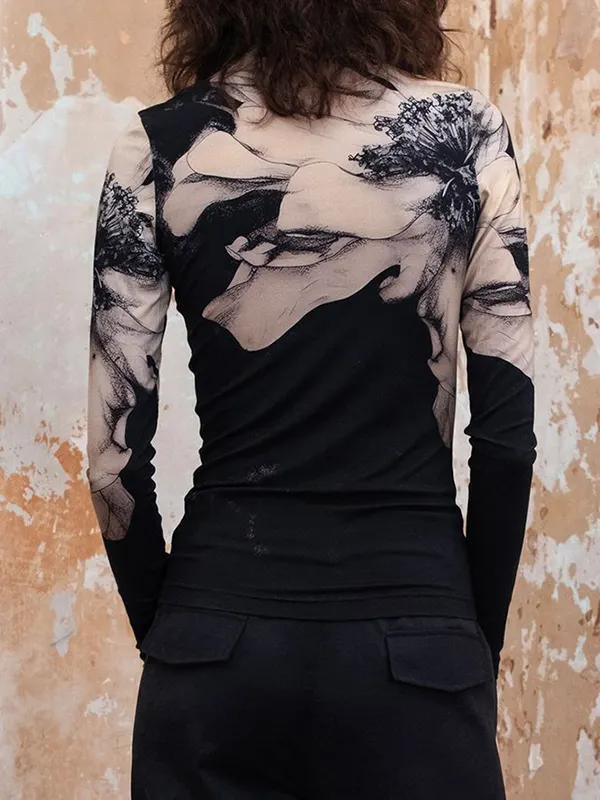 SLIM FIT ROUND NECK T-SHIRT FLOWERS OF NEPTUNE