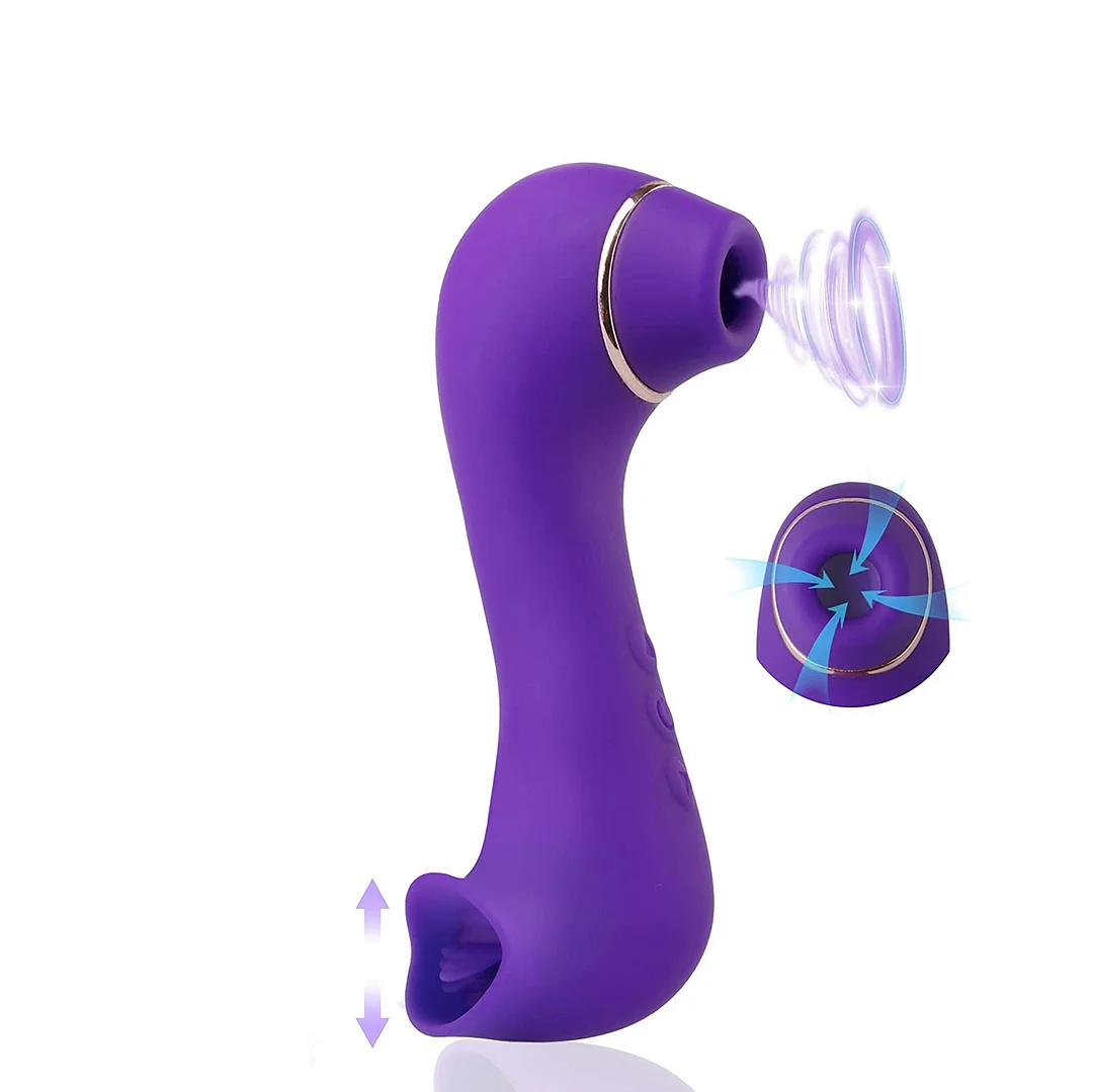 Clitoral Sucking & Licking G Spot Vibrator for Double Stimulation, Clit Tongue Stimulator Vaginal Breast Nipple Massager - Rose Toy
