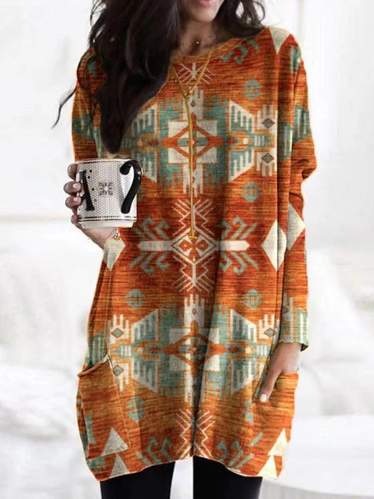 Casual Long Sleeved Printed Top
