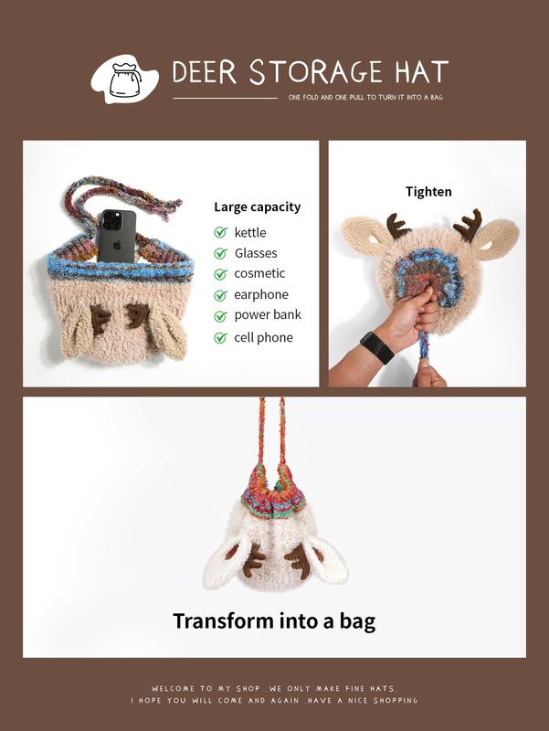Eredeti dizájnú ünnepi karácsonyi agancssapka (Használható, egy sapkának több felhasználási módja van.) Kötött fülvédő, szélálló, meleg sapka, családnak megfelelő, felnőttek is viselhetik, a fej kerületének korlátozása nélkül, Hálaadáskor és karácsonykor.