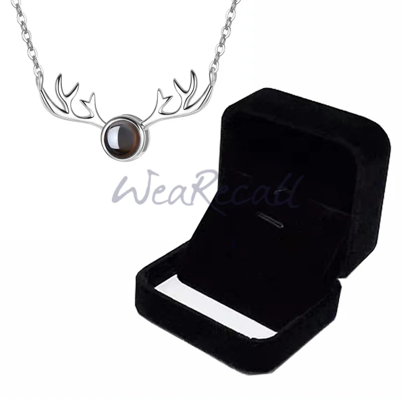 Antlers Projector Picture Custom Personalized Photo Silver Necklace wetirmss