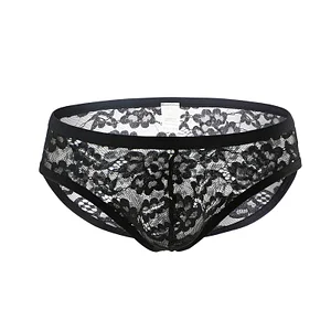 Sexy Mens Lace Underwear Low Rise Ultra Thin Transparent Briefs