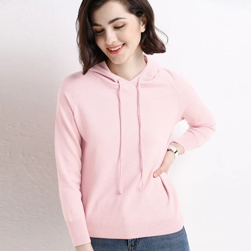 High Quality Women's Solid Color Sweater Hoodie