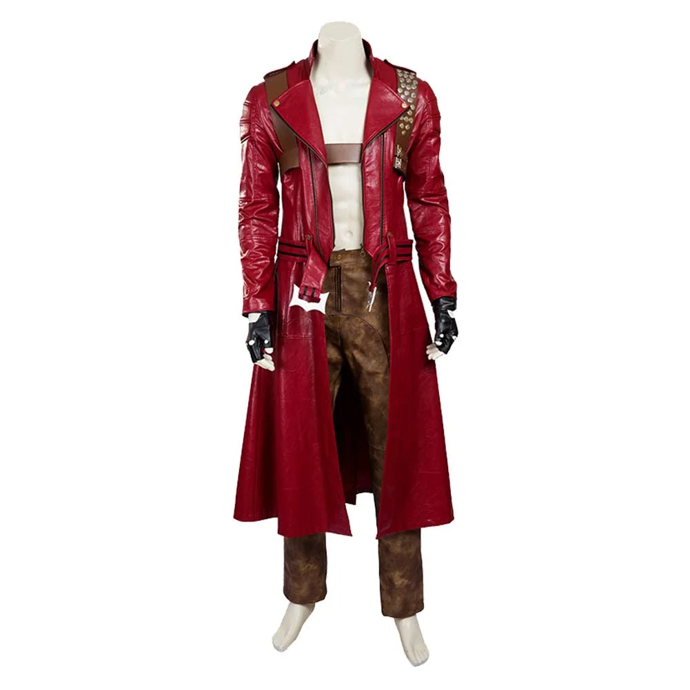 Game Devil May Cry 5 Dante Red Coat Set Outfits Cosplay Costume Halloween Suit