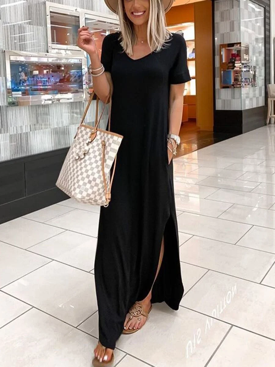 Casual Solid Color Maxi Dress
