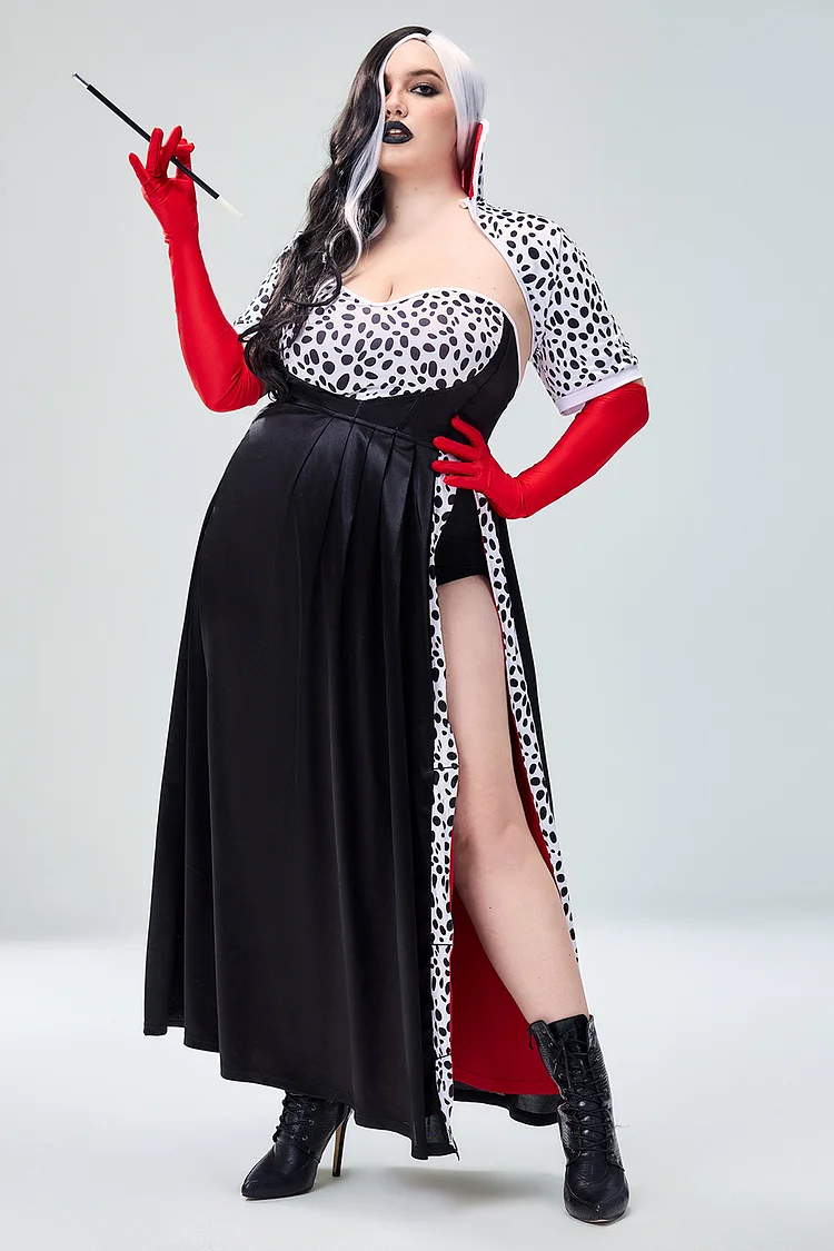 Xpluswear Design Plus Size Halloween Costume Black Cosplay Maxi Dress [Pre-Order]
