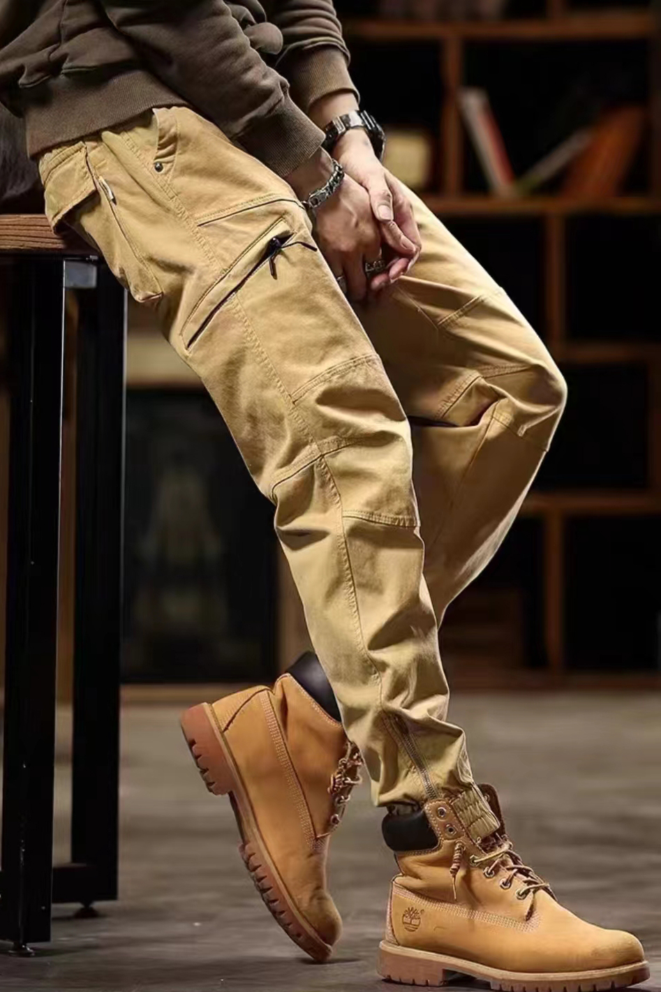 work trousers, outdoor casual trousers, street fashion, retro style, biker style, cargo pants, hip-hop trousers,danrrio