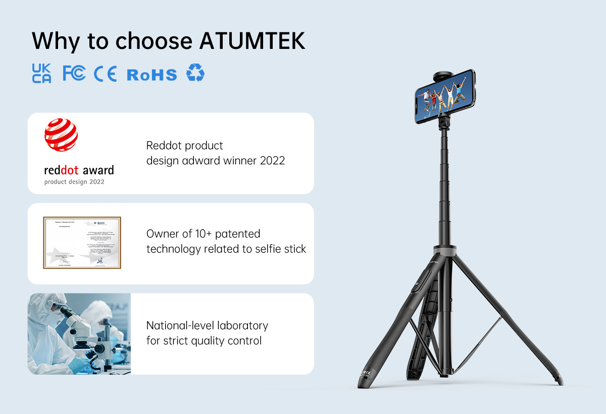 ATUMTEK 51 Selfie Stick Tripod, Premium Pro Phone Tripod Stand, All in One  Extendable Monopod Tripod Combo Phone Stand with Bluetooth Remote 360°  Rotation for iPhone and Android Phone Selfies, Video Recording