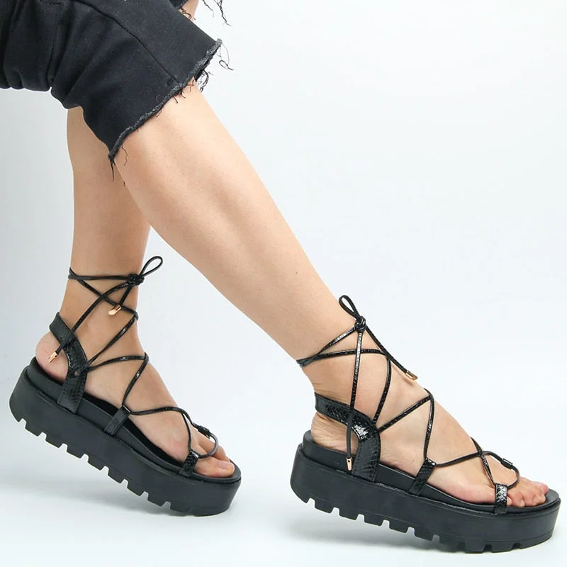 Nigikala Nigikala Women Summer Sexy Wedge Platform Sandals Female Casual INS Heel Shoes Cross Straps Shoes Ladies Fashion Outdoor Footwear 1127-0