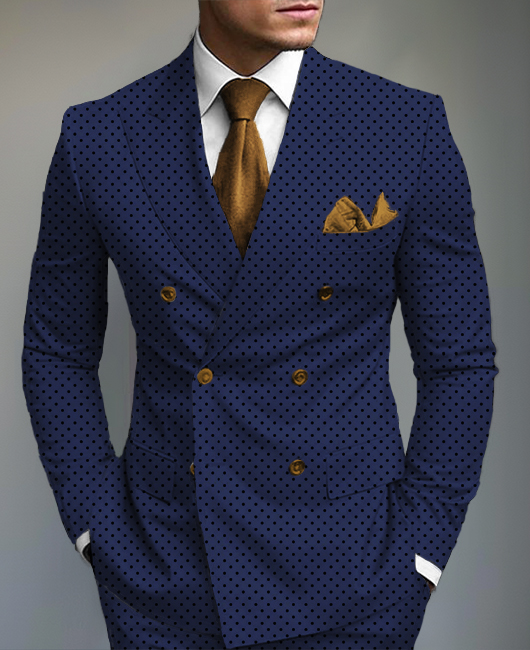 Casual Polka Dots Double Breasted Peaked Lapel Blazer