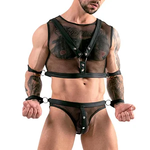 Men's Sexy Fishnet Skeleton Erotic Underwear Set