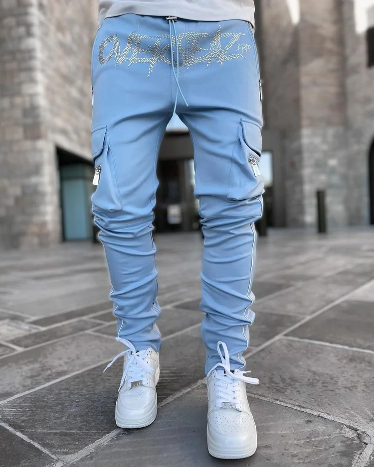 Men Stretch Slim Fit Black Overalls Skinny Hot Drill Street Punk Pencil Pants at Hiphopee