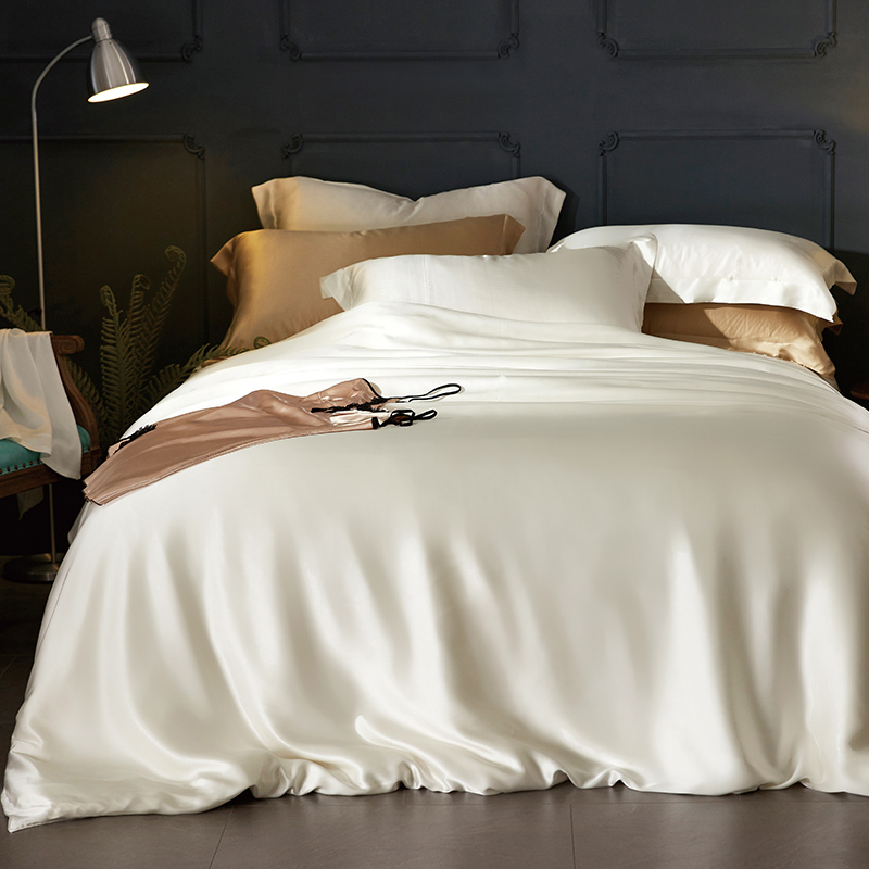 19 Momme Parure de lit en soie (Ensemble 4 pièces) Blanc 2