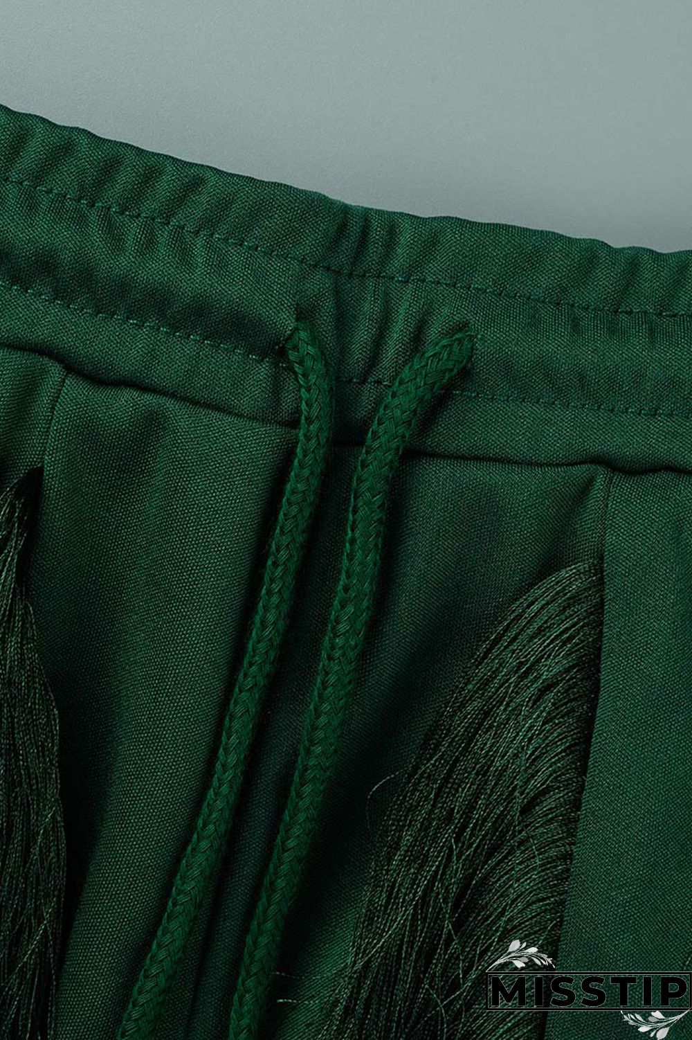 Peacock Blue Casual Solid Tassel Patchwork O Neck Sleeveless Two Pieces