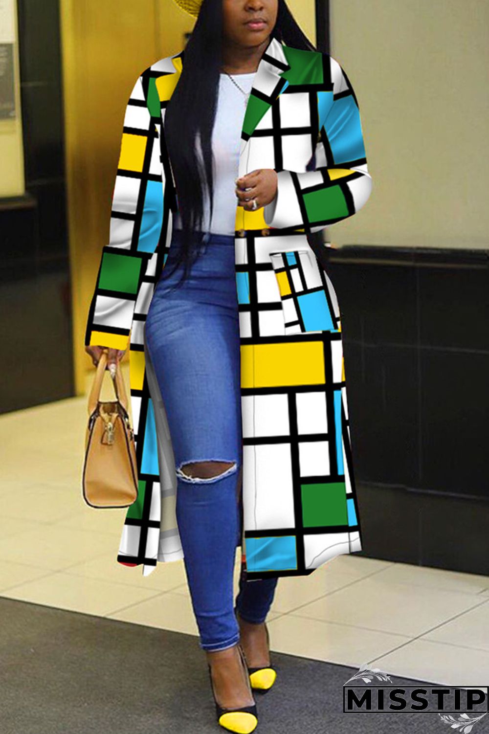 Black Purple Street Print Outerwear