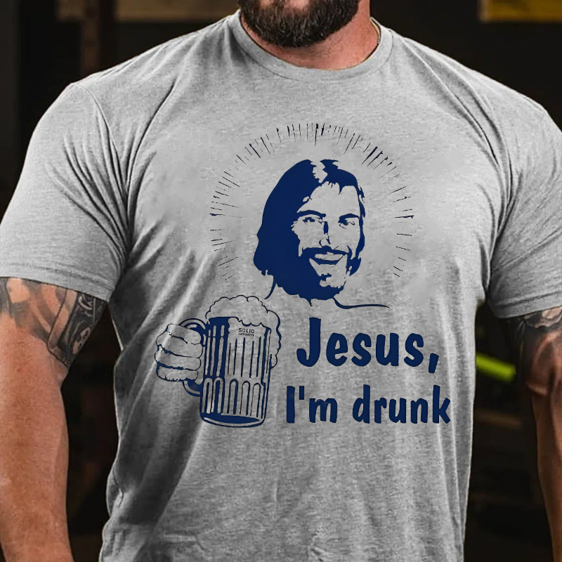 Jesus I'm Drunk Funny Drinking Retro Beer Tshirt