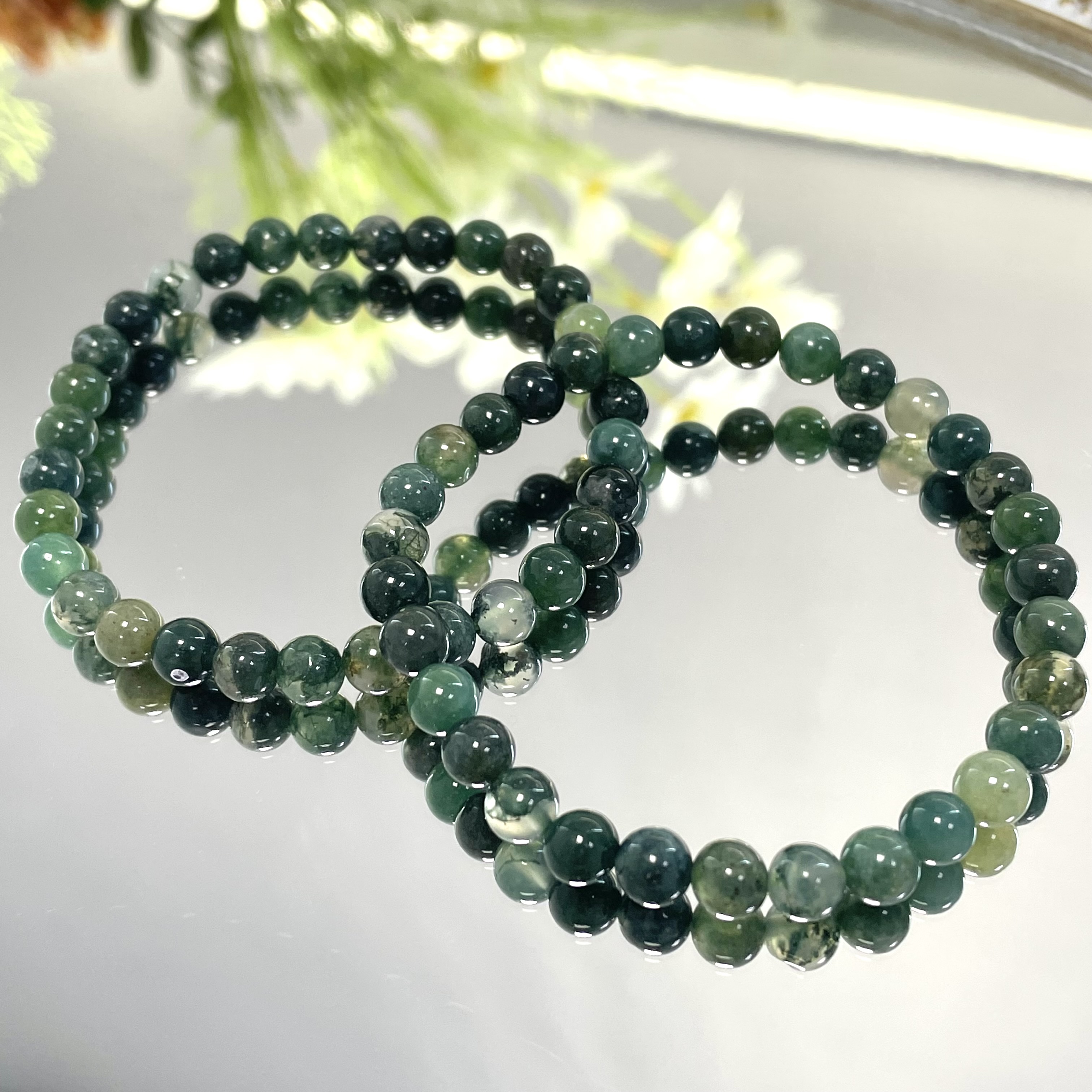 Moss Agate Bracelet 6mm/8mm