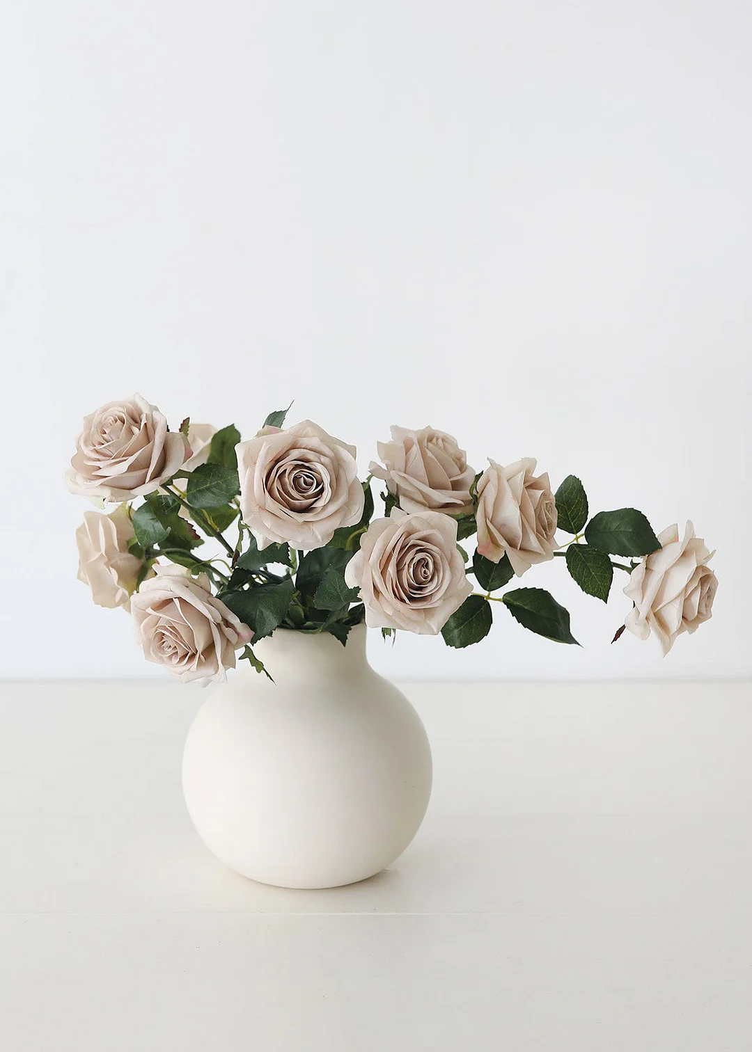 Artificial Flowers Rose in Taupe Beige - 21.5"