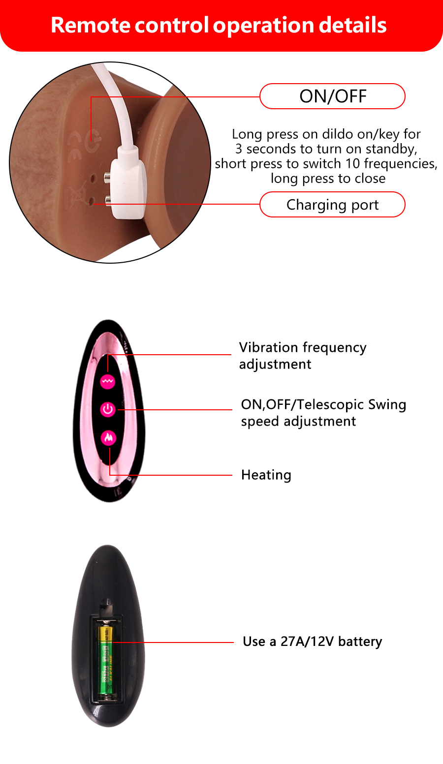 Heating Retractable Rocking Vibrating Dildo for Enhanced Pleasure