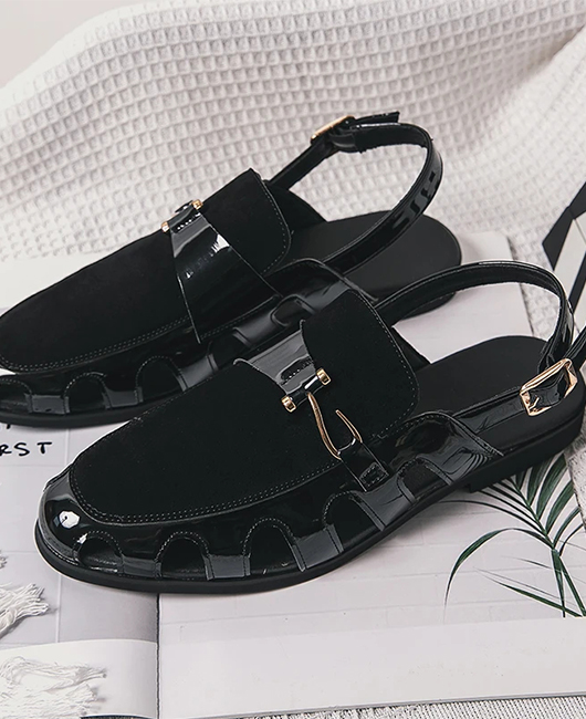 Daily Hollow Out Buckle Decor PU Leather Sandals