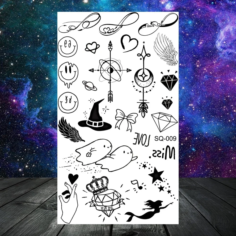 3D Constellation Rose Mountains Tatoos Temporary Tattoos For Women Men Star Moon Sun Realistic Fake Tattoo Small Washable Tatoos