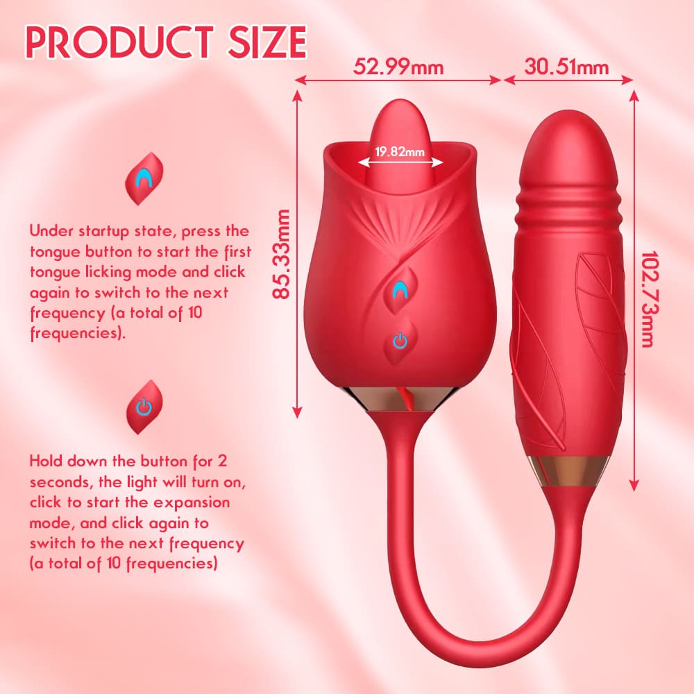 product size of flower rose toy with dildo