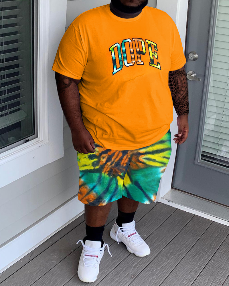 Fashion Casual Dope Tie Dye Plus Size Set