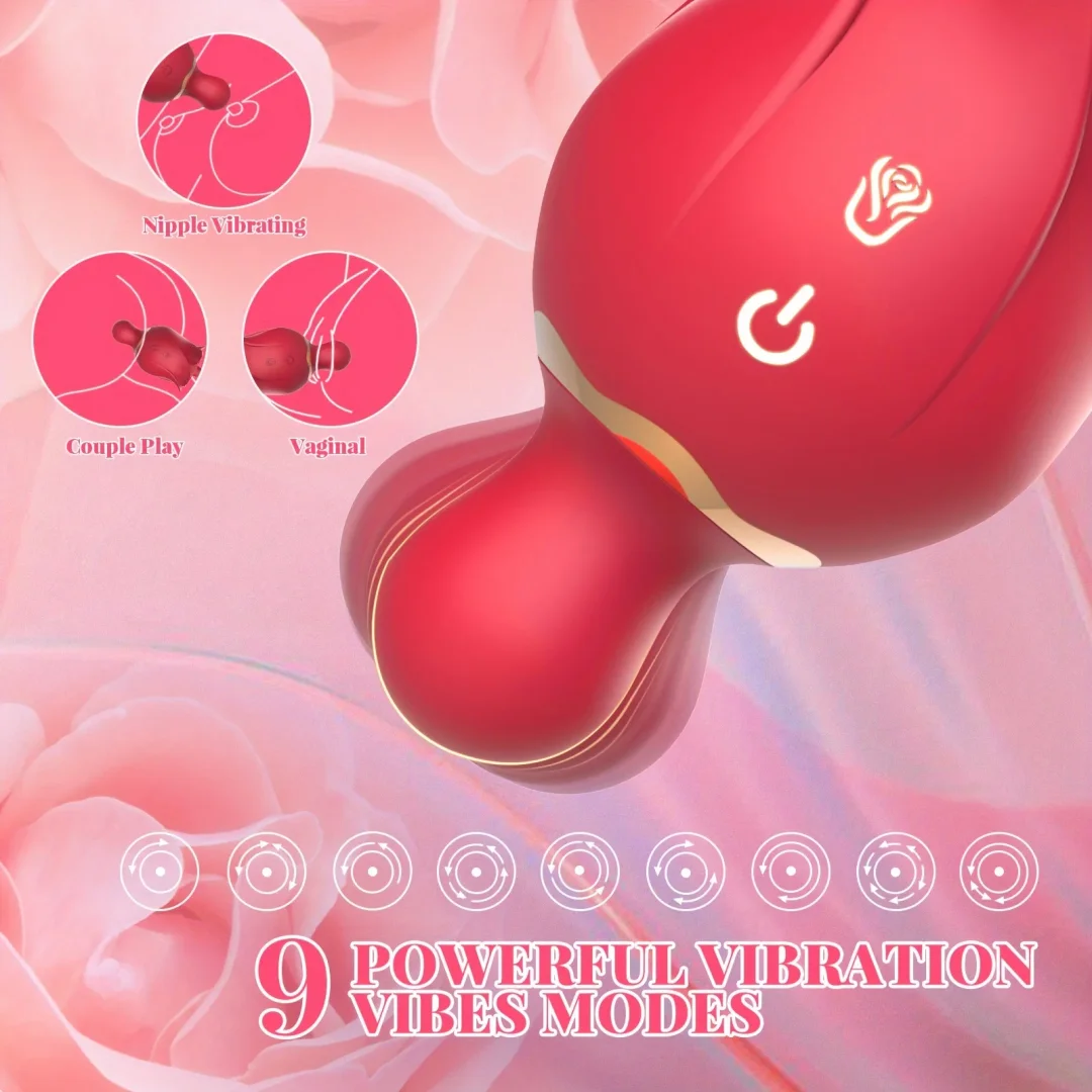 2 In 1 Rose Toy Clitoral Stimulator Tongue Licking Massager