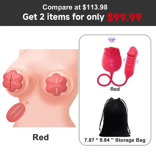 Remote Control Adjustable Rose Vibrating Nipple Clamps