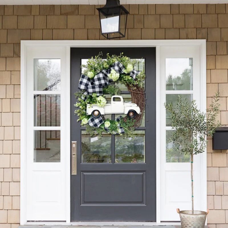 Farmhouse Truck Wreath Summer Outdoor Wreaths Inexpensive Fall Wreaths