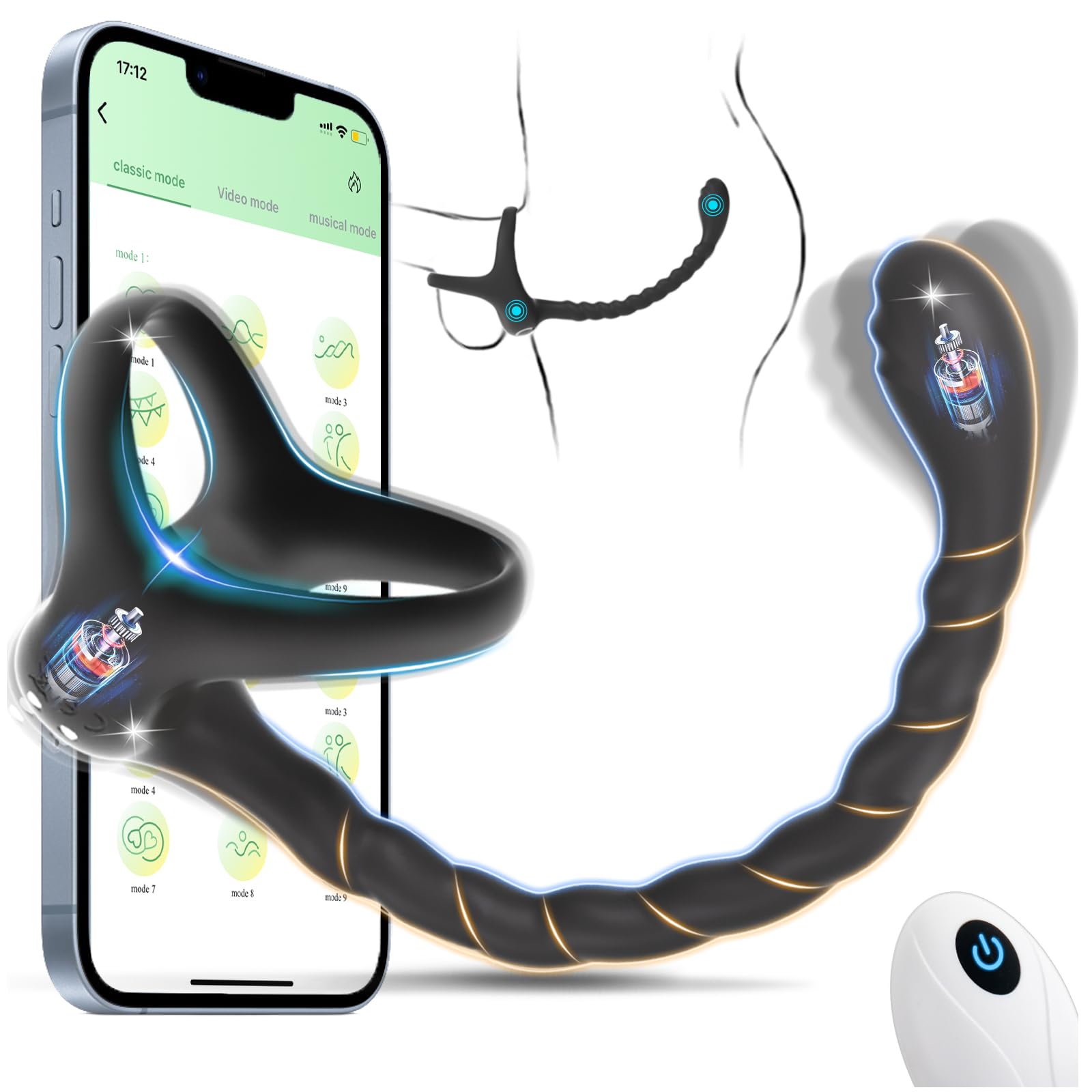 Lock Sperm Ring And Anal Plug App Wireless Remote Control Prostate Massager