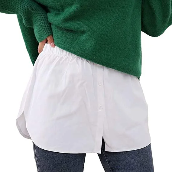 Women's Fashion Adjustable Fake Top Lower Sweep Inner Wear Mini Skirt Sweatshirts Extenders Layering Fake Lower Sweep Skirt Half