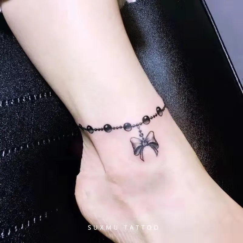 Ankle Feather Anklet Sexy Tattoo Stickers Waterproof Green Leaf Watercolor Tattoo Art Fake Temporary Tattoos Clavicle Shoulder