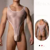 Men's Sexy Temptation Suspender Jumpsuit Transparent Ring Underwear