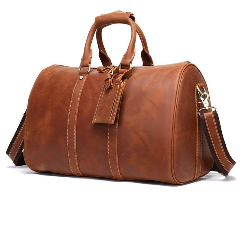 Genuine Leather Comfortable Grab Clean Silhouette Spacious Interior Carryall Bag for Traveling
