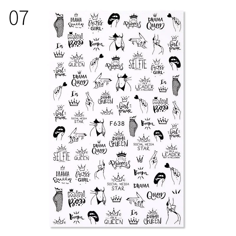 1PC 3D Nail Sticker Stick Figure Woman Face Pattern Special Transfer Picture Flowers Sliders Sticker DIY Nail Art Decoration