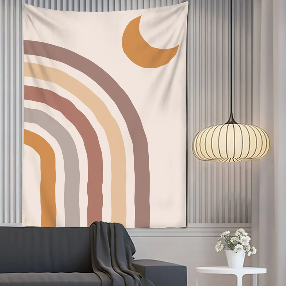 Nigikala Decoration Nordic Landscape Tapestry Decorative Mountain Sea Wall Hanging Cloth Contrast Color Wall Hanging