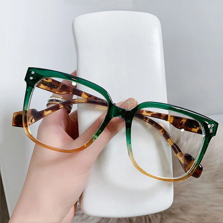 Elbru Anti Blue Light Reading Glasses Women Men Transparent  Oversize Presbyopic Eyeglasses Frame Goggle Eyewear +1to+4