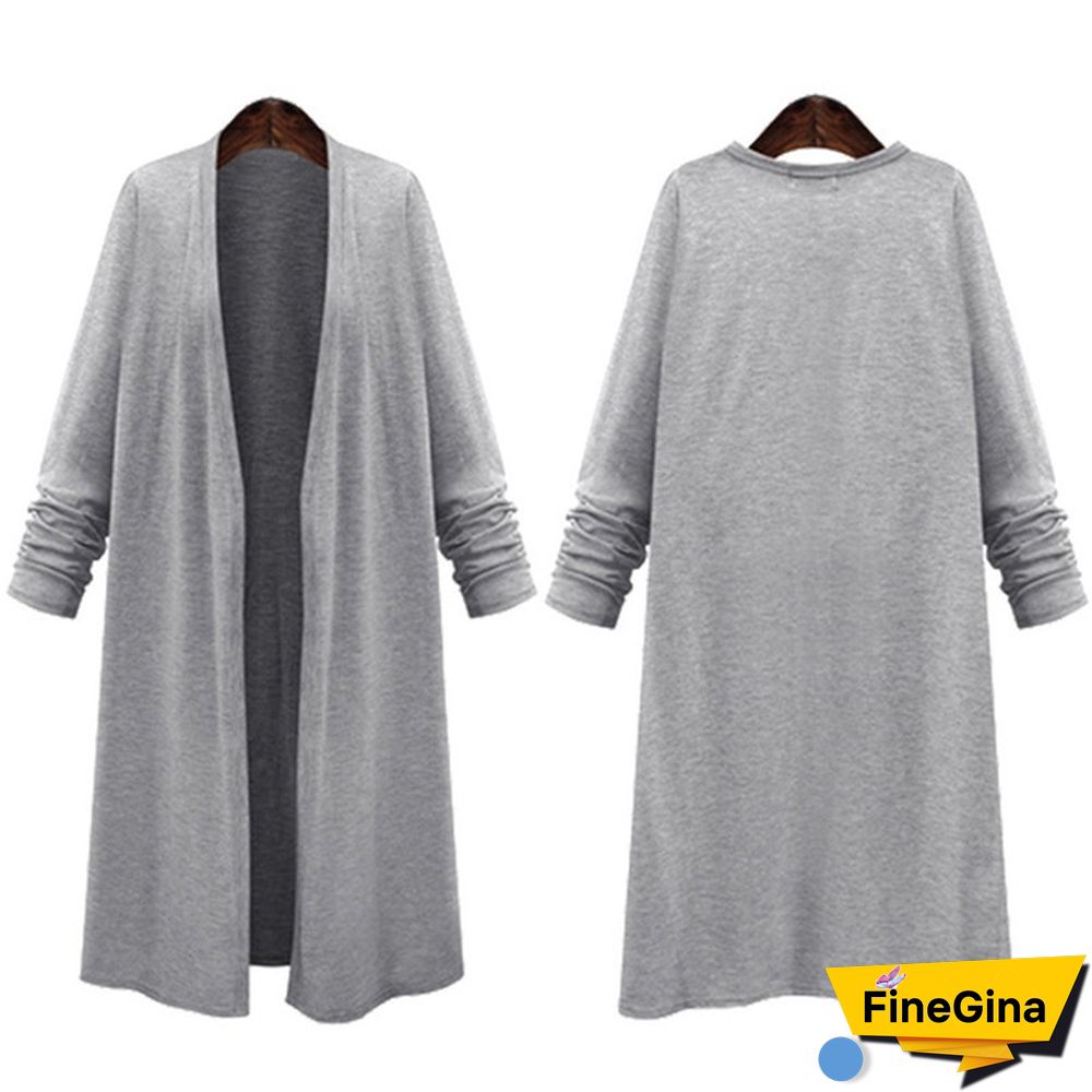 Women Boyfriend Style Shirt Open Front Long Cardigan Casual Jacket Coat Cape