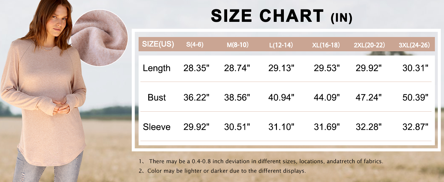 siz chart