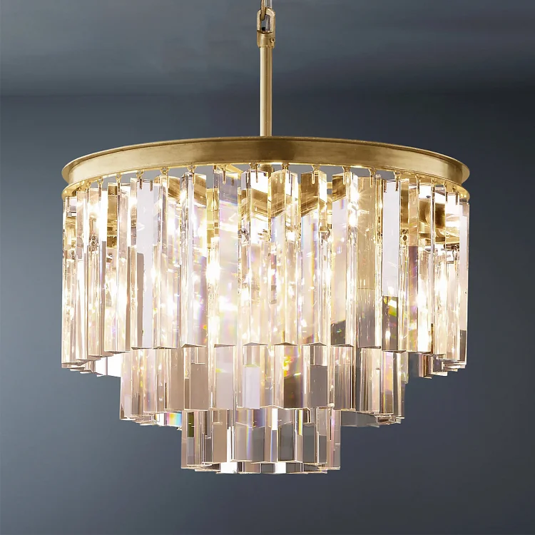 Multi-tier Round Crystal 1920s Odeon Crystal Chandelier Dining Room Lighting D20" Vjlight