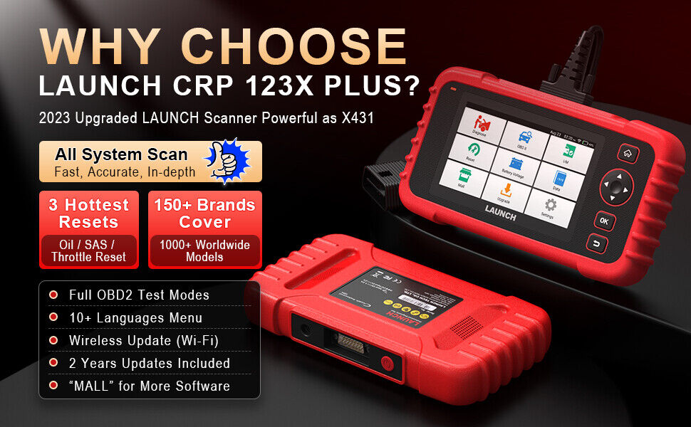 LAUNCH CRP123X Elite Lifetime Free Online Update scan Tool, SAS  Calibration/Throttle Reset/Oil Reset OBD Scanner Diagnostic Tool, ABS SRS  Transmission Car Scanner, Battery Test, Auto VIN : Automotive 