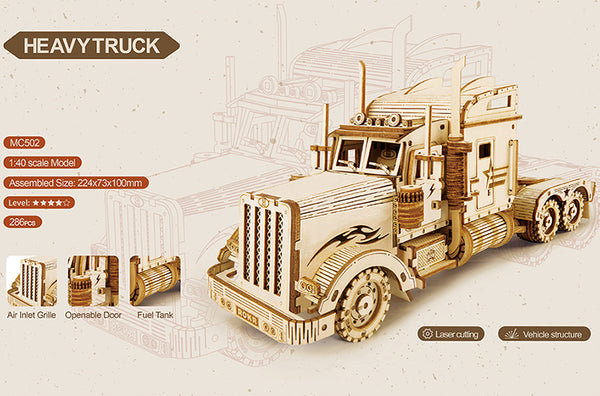 Wooden Scale Model Heavy Truck MC502 11